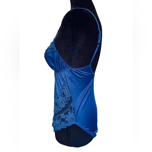 Dolores for Poirette Vintage Blue Coquette Sheer Lace Lingerie Teddy Bodysuit - Picture 4 of 8